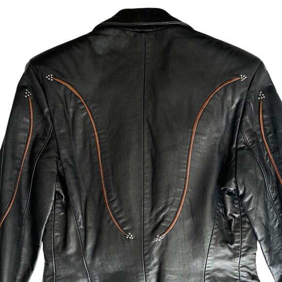 Freedom Black Leather Blazer Jacket Western Rodeo Womens Small - Picture 5 of 8